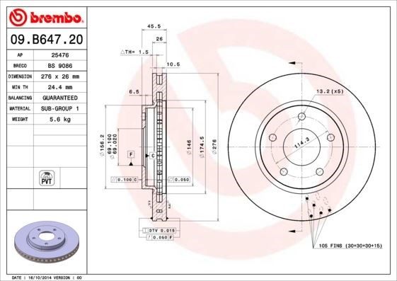 Dodge Ön Fren Diski UV Kaplamalı BREMBO