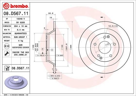 Ssangyong Arka Fren Diski UV Kaplamalı BREMBO