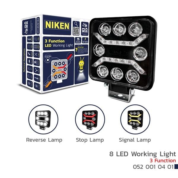 Kare Çalışma Lambası Pro 8 LED 3 Fonksiyonlu NIKEN