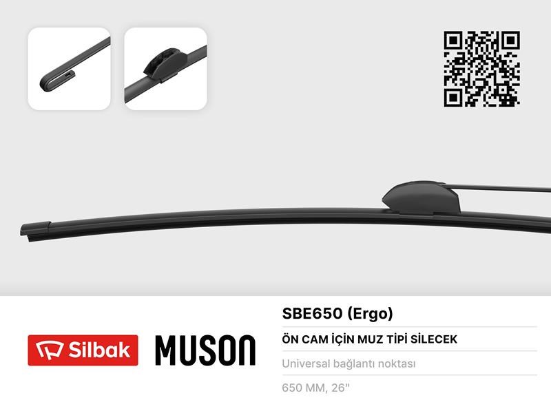 Silecek Süpürgesi Muz Tipi 650mm Universal Kancalı Ergonomik SILBAK