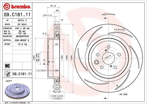 Lexus Arka Fren Diski UV Coated BREMBO