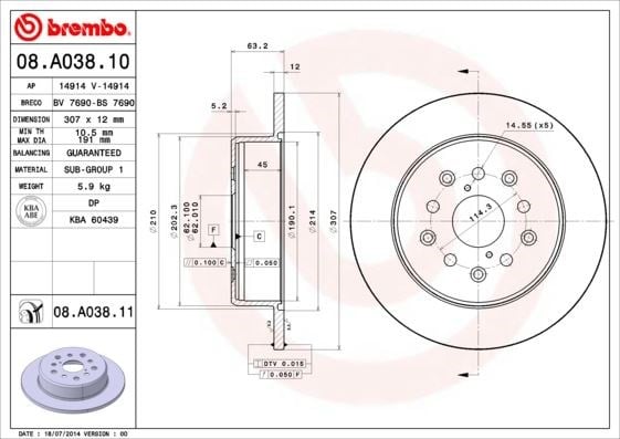 Lexus Arka Fren Diski BREMBO