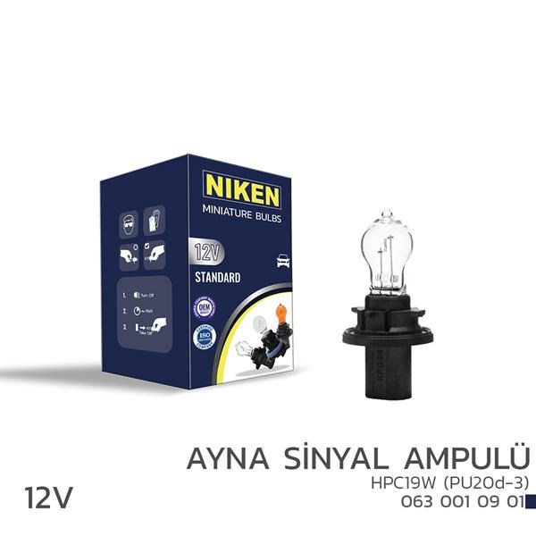 12V HPC19W Ayna Sinyal Ampulü PU20d-3 10'lu NIKEN