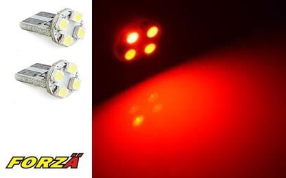 LED Ampül 12V 4'lü SMD B.Dipsiz Kırmızı FORZA