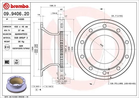 Schmitz Cargobull Axle Fren Diski BREMBO