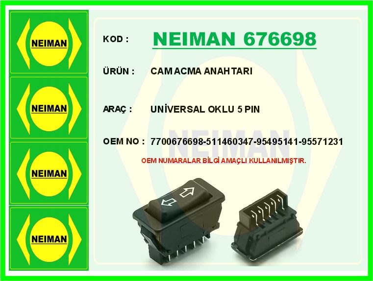 Universal Oklu 5 Pin Cam Açma Anahtarı BESCHER