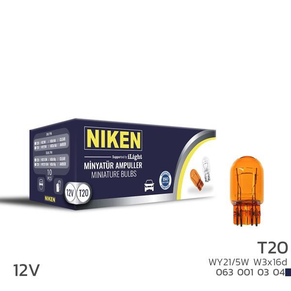 Niken T20 Dipsiz Ampul 1016 WY21/5W Amber W3x16d 10'lu NIKEN
