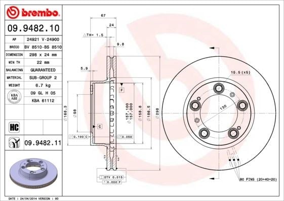 Ön Fren Diski Hava Kanallı Kaplamalı BREMBO