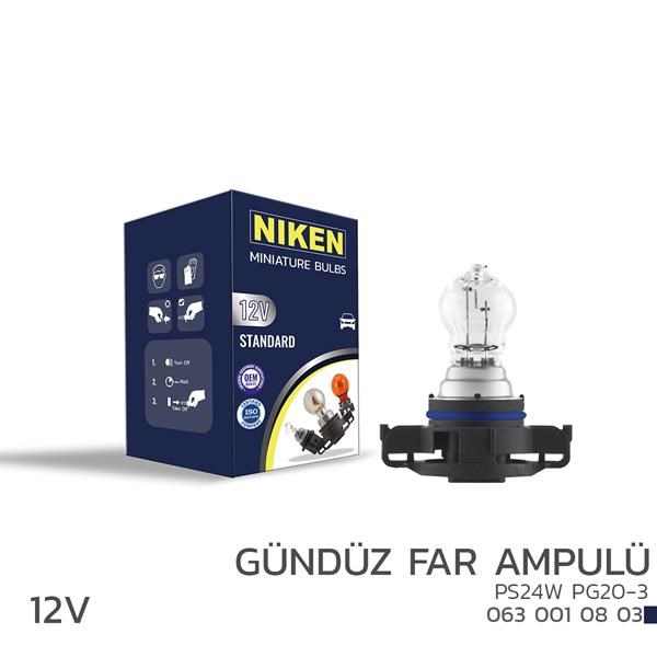 12V PS24W Gündüz Far Ampulü PG20-3 10'lu NIKEN