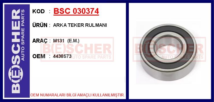Arka Teker Rulmanı M131 E.M. BESCHER