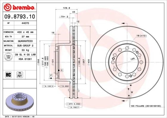 Saf Sauer Achsen Axle SK RB 9022 22.5 Fren Diski BREMBO