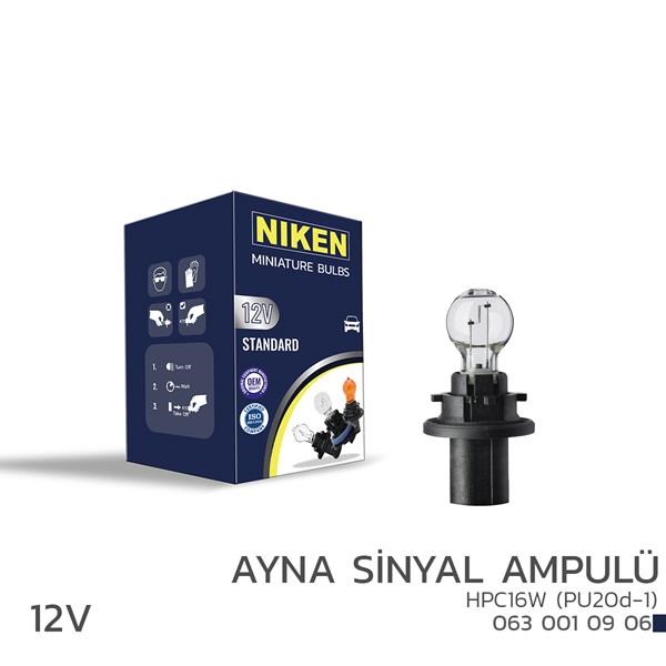 12V HPC16W Ayna Sinyal Ampulü PU20d-1 10'lu NIKEN