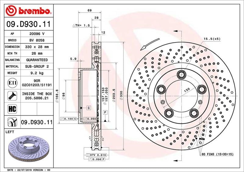 Ön Fren Diski Sol Kaplamalı Yüksek Karbon Alaşımlı BREMBO