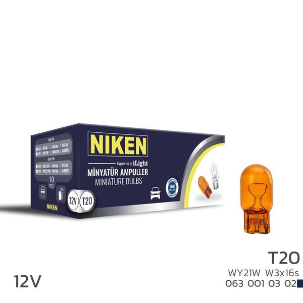 Niken T20 Dipsiz Ampul 93 WY21W Amber W3x16s 10'lu NIKEN