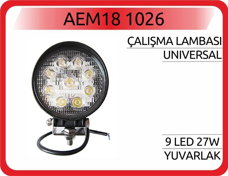 Çalışma Lambası 9 LED 27W Yuvarlak AEM