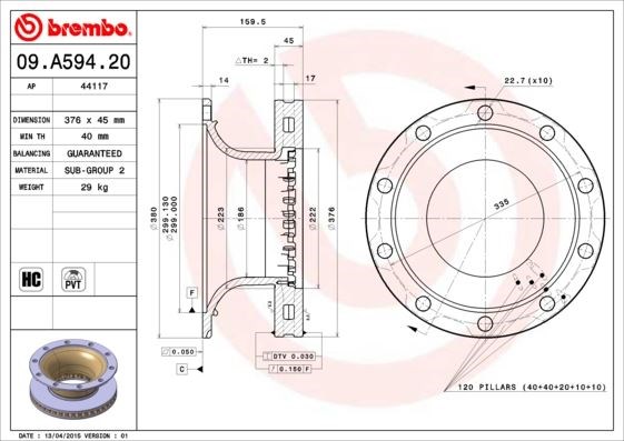 BPW SKH Axle Fren Diski BREMBO