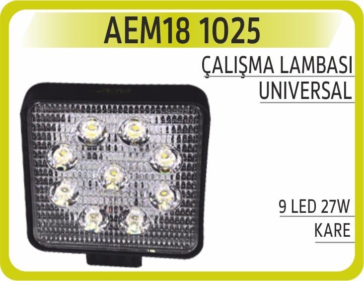 Çalışma Lambası 9 LED 27W Kare AEM