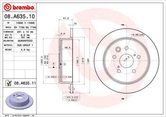 Lexus Arka Fren Diski UV Kaplamalı BREMBO