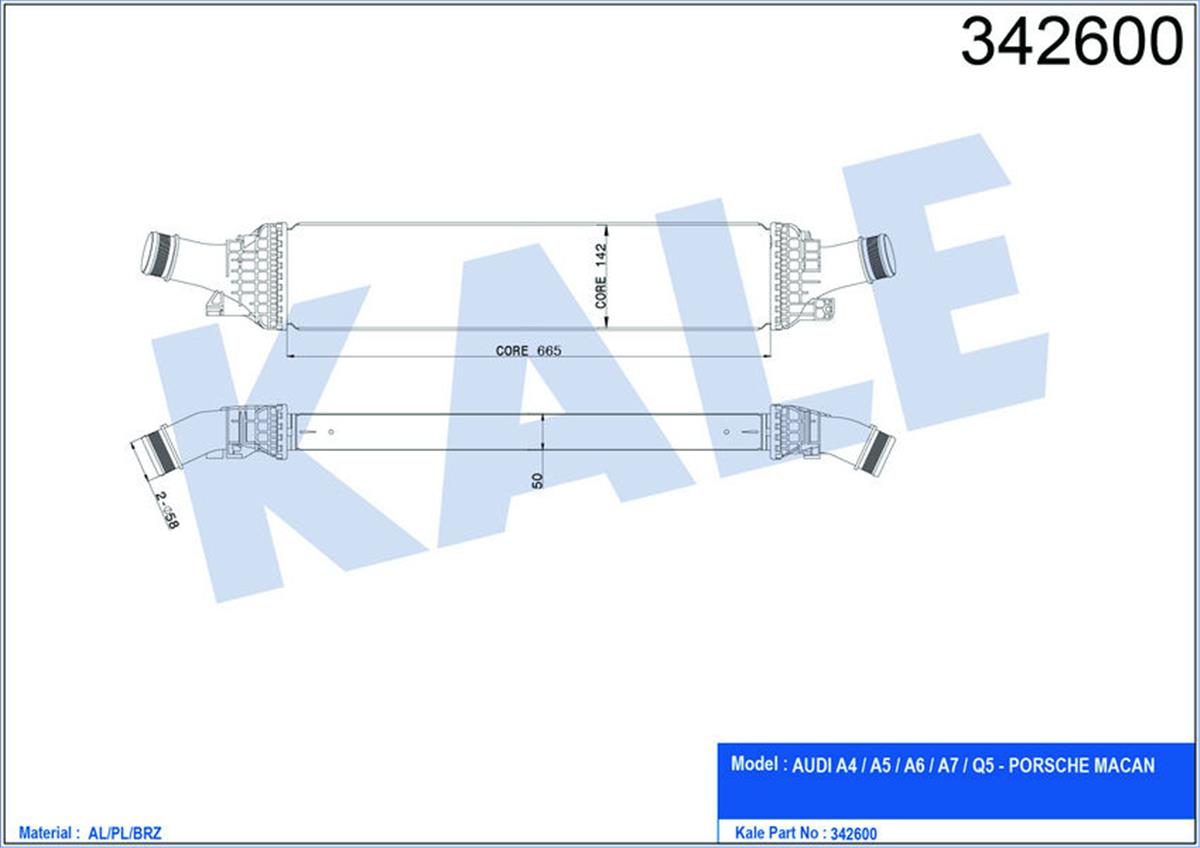Turbo Radyatörü Intercooler Audi A4-A5-A6-Q5 2.0Tfsı-1.8Tfsı-2.0Tdı 08 665X134.4