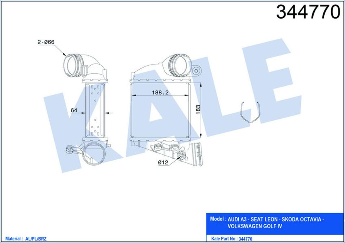 Turbo Radyatörü Intercooler Bora-Golf 4-A3-Leon-Octavıa 1.9 Tdı Al/Pl/Brz