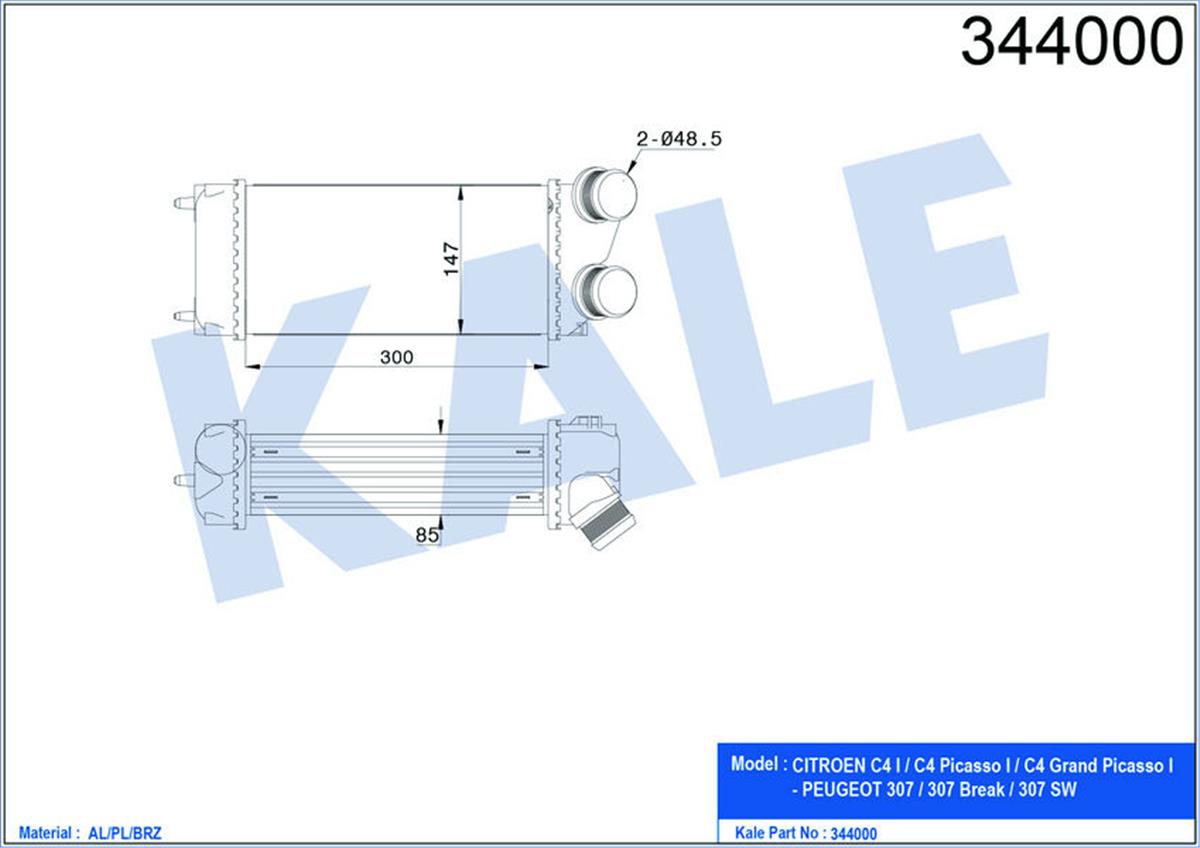 Turbo Radyatörü Intercooler C4-C4 Piç Asso-Peugeot 307-Peugeot 307 Sw Al/Pl/Brz