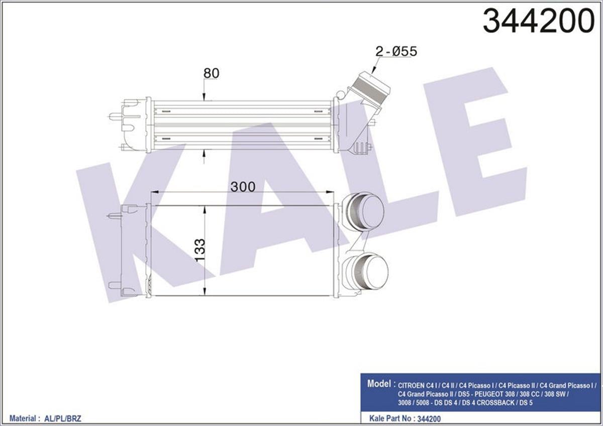 Turbo Radyatörü Intercooler C4-C4 Piç Asso-Peugeot 308-Peugeot 3008-Peugeot 5008