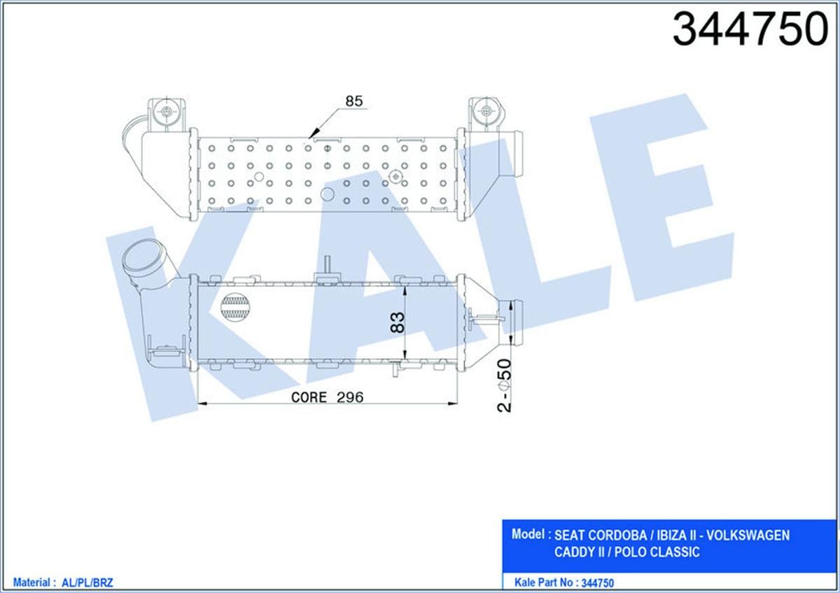 Turbo Radyatörü Intercooler Caddy Iı/-Polo-Cordoba-Ibıza Iı-1.9 Tdı 295X95x85 Al