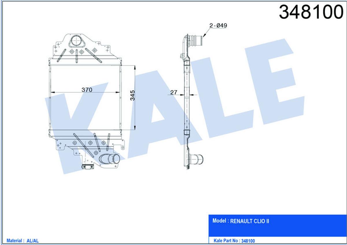 Turbo Radyatörü Intercooler Clio 2 1.5Dcı Al/Pl/Brz 345X370x27