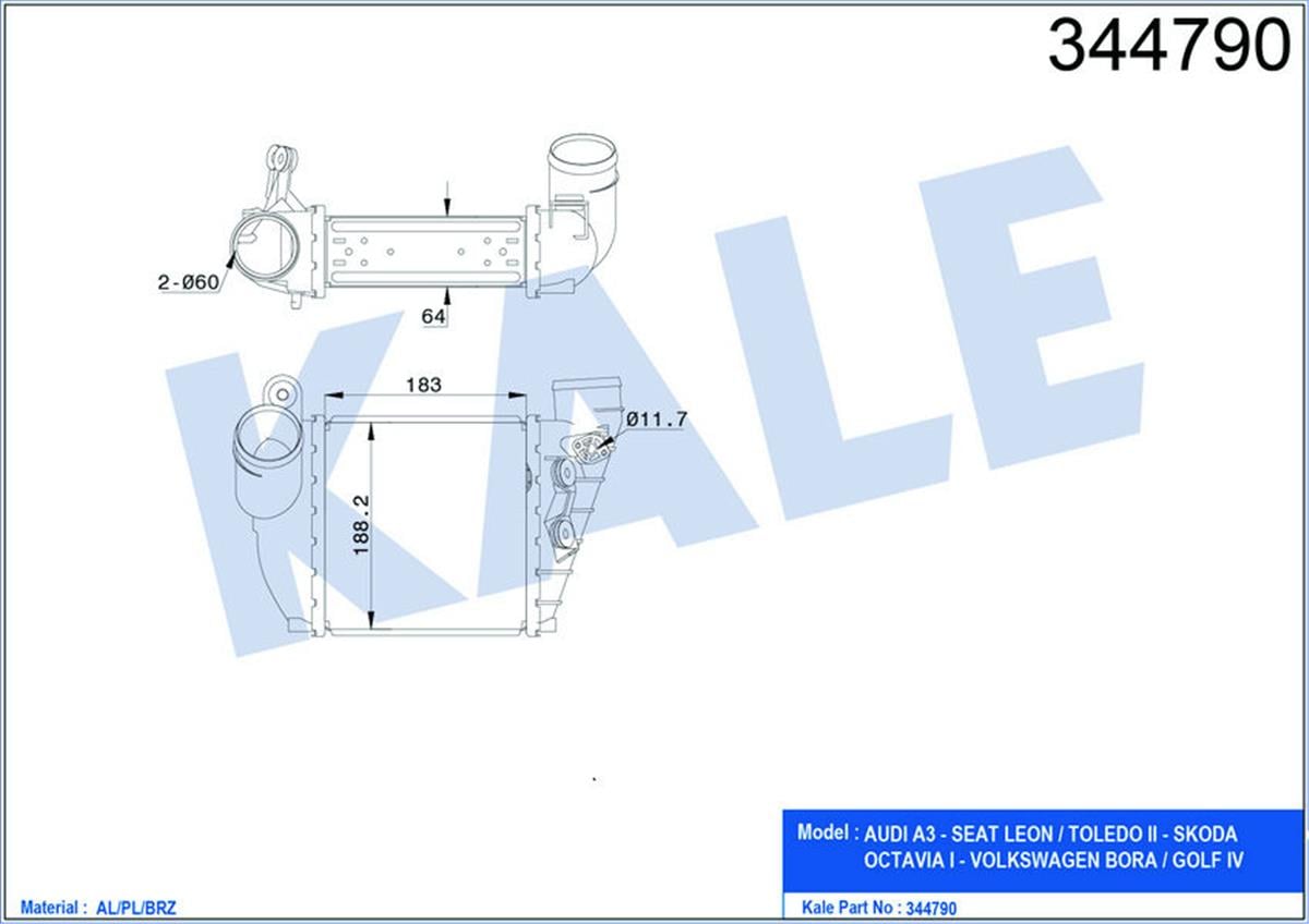 Turbo Radyatörü Intercooler Golf 4-Leon 99-06 Octavıa 01-06 A3 96-03 1.8T-1.9Td