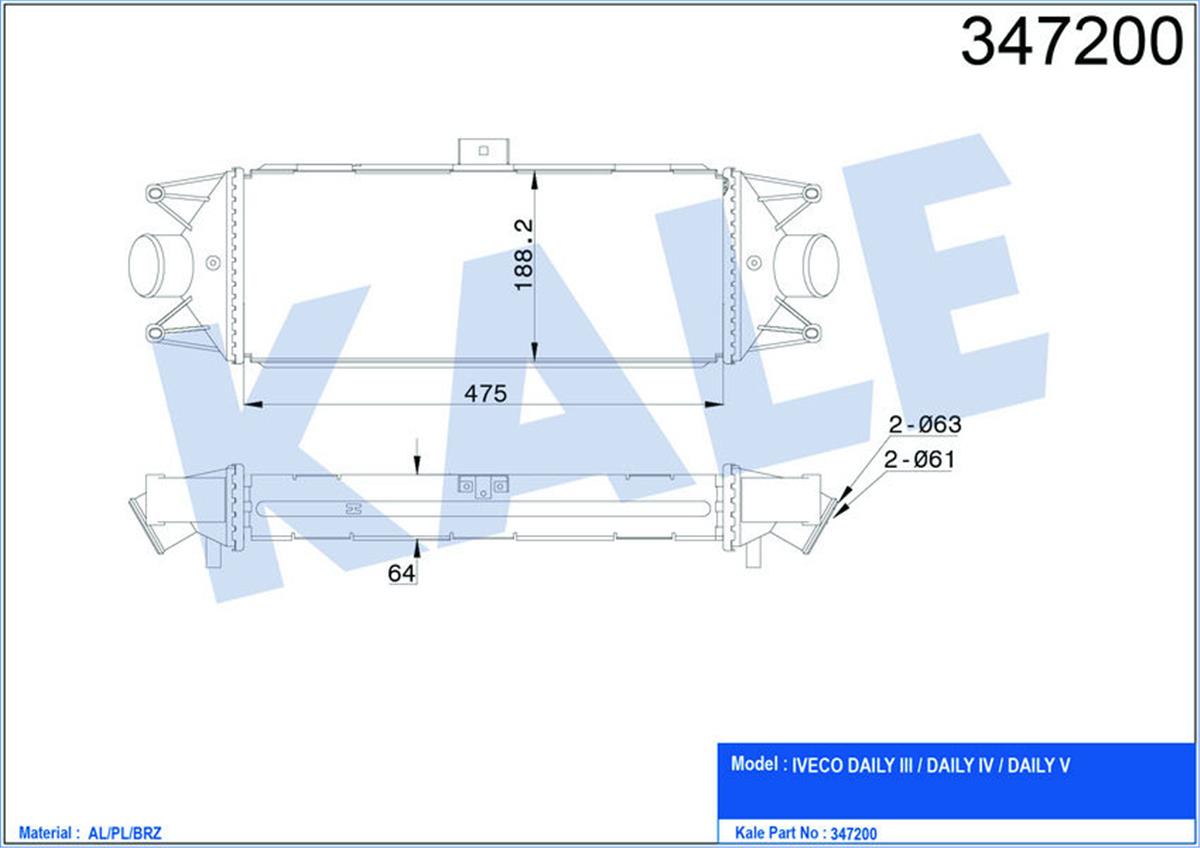 Turbo Radyatörü Intercooler Iveco Daıly Iıı-Iv-V Al-Pl-Brz 475X187x64