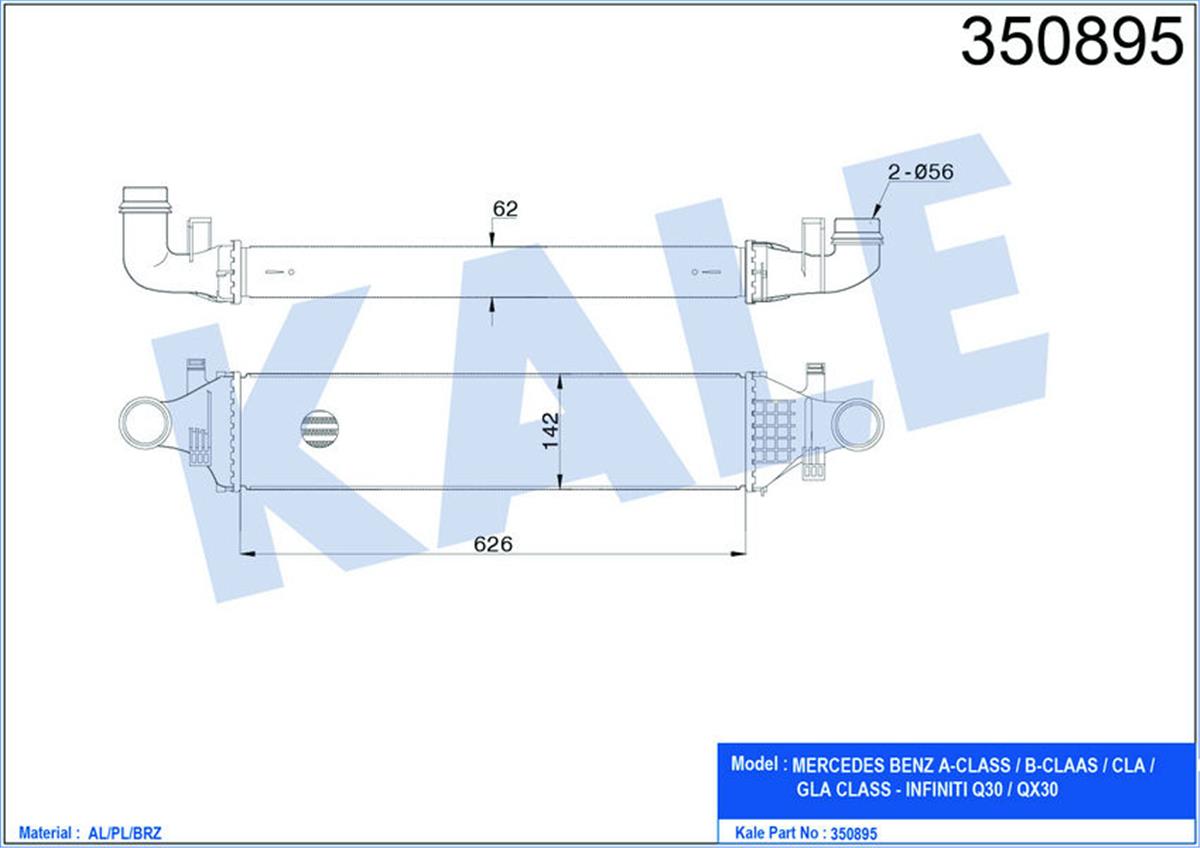 Turbo Radyatörü Intercooler Mercedes A W176 B W246-W242 Cla C117 Gla X156