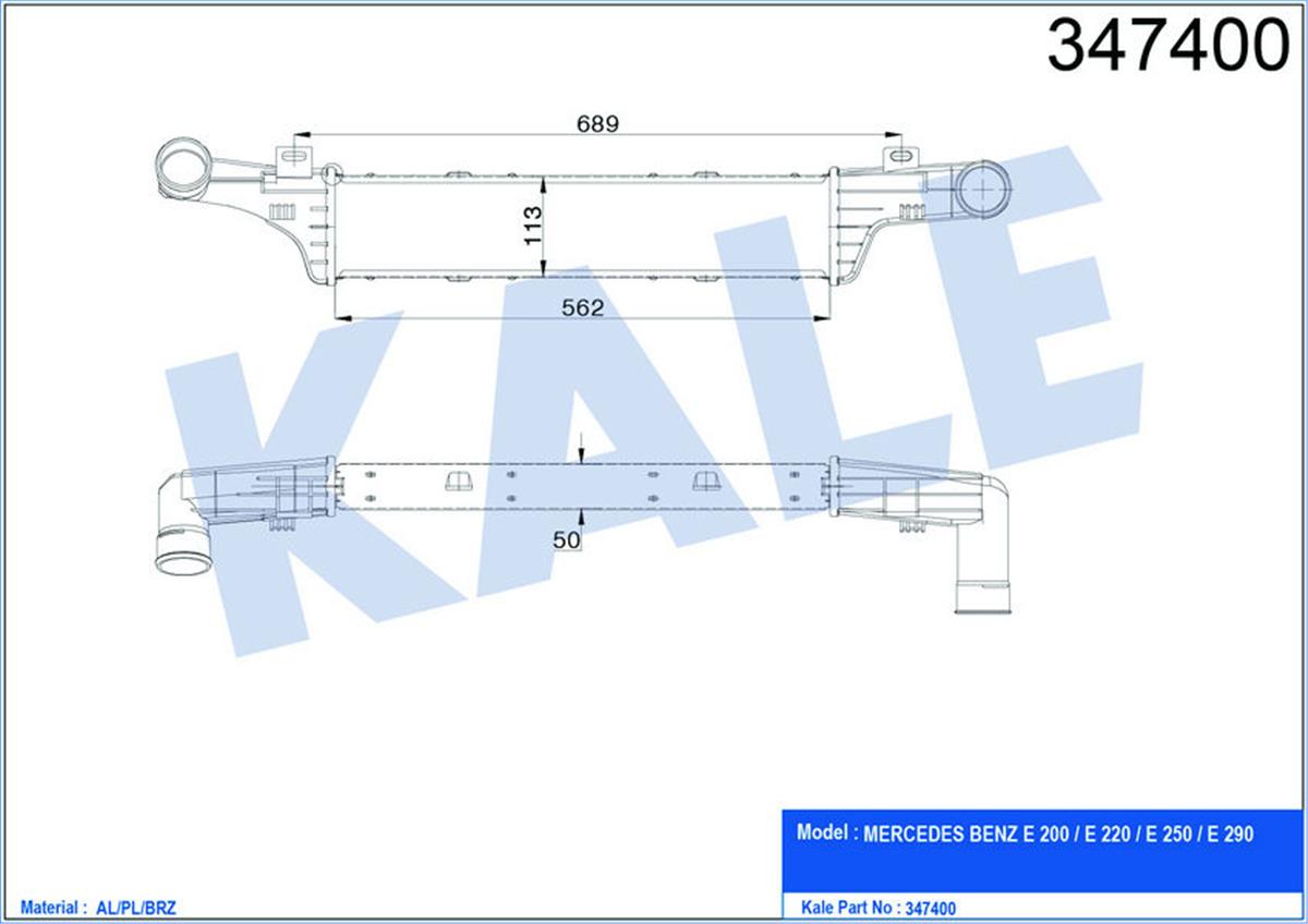 Turbo Radyatörü Intercooler Mercedes Benz E200-E220-E250-E290 Al-Pl-Brz 560X113x