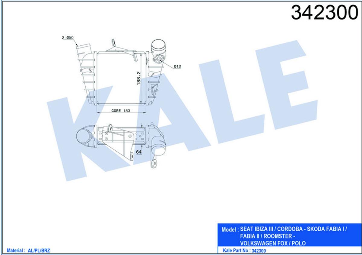 Turbo Radyatörü Intercooler Polo 01-09 -Ibıza Iv-Fabıa 03-08 1.4Tdı-1.9Tdı Al/Pl
