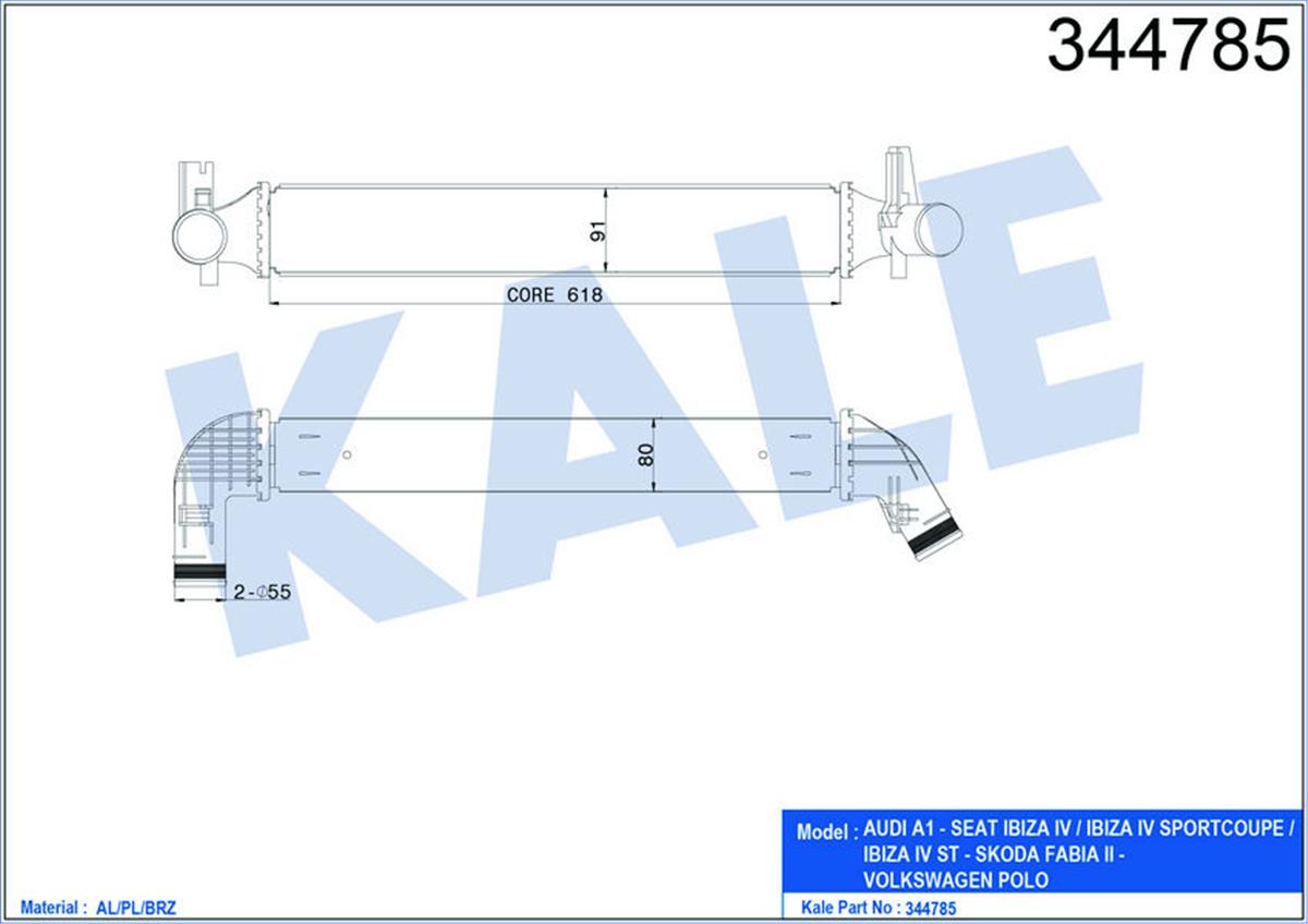 Turbo Radyatörü Intercooler Polo 10 A1 11 Ibıza 09 1.4-1.8-2.0 617X97x80 Mek Al/