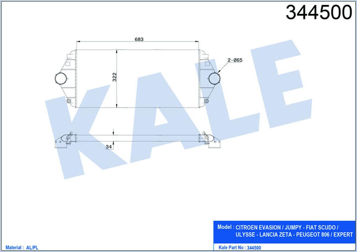 Turbo Radyatörü Intercooler Scudo-Expert-Evasıon-Jumpy-806 1.9Td-2.0Hdı Al/Pl/Br