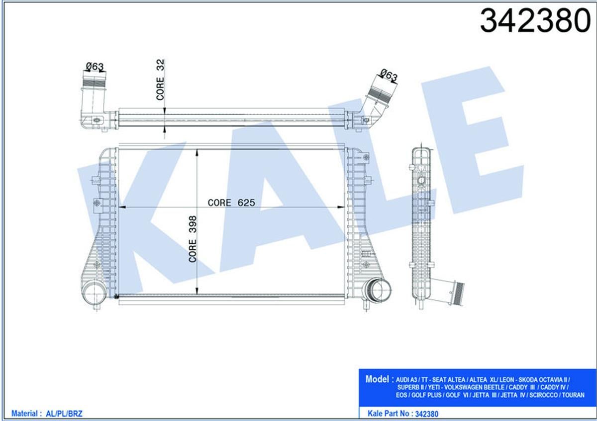 Turbo Radyatörü Intercooler Vw Caddy 3-Golf 5I Audi A3-Tt-Leon Skoda Octavıa A