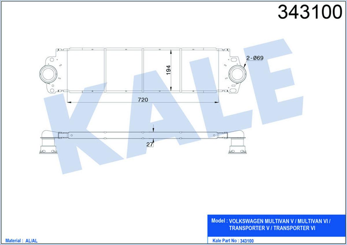 Turbo Radyatörü Intercooler Vw Transporter T5 Al/Pl/Brz 720X194x27