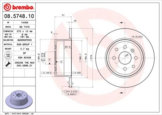 Opel Vectra A Arka Fren Aynası BREMBO