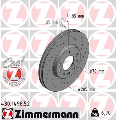 Opel Vectra C Ön Fren Diski Havalı Delikli 285mm ZIMMERMANN