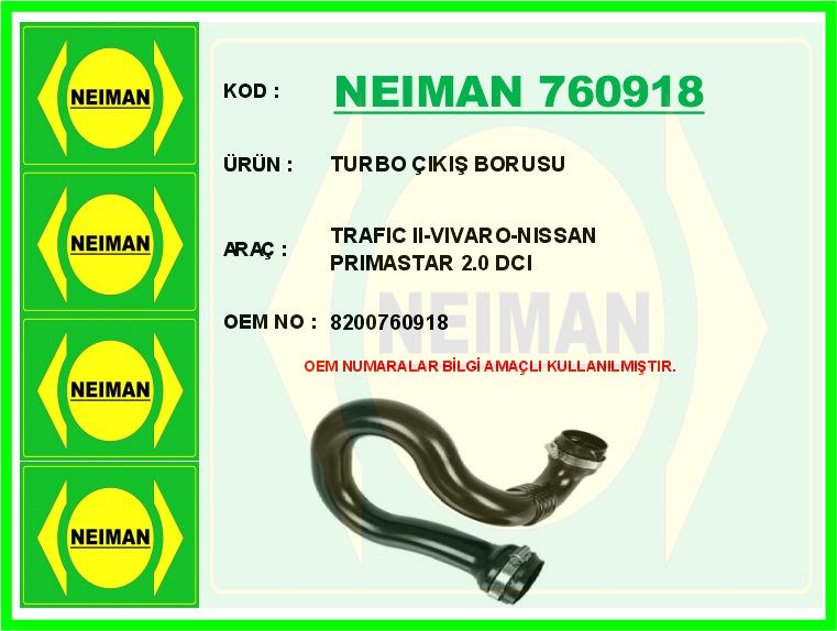 Opel Vivaro Renault Trafic 2 Nissan Primastar 2.0 DCI Turbo Çıkış Borusu BESCHER