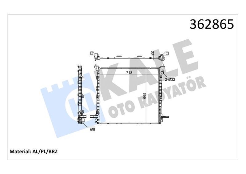 Volkswagen Crafter 50 SY SZ Grand California Man TGE Su Radyatörü KALE-RADYATOR