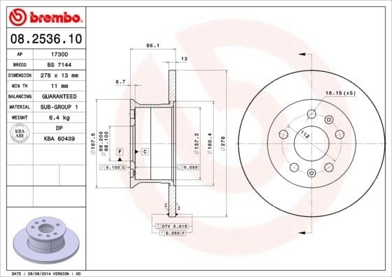 Volkswagen Ön Fren Diski Standard BREMBO