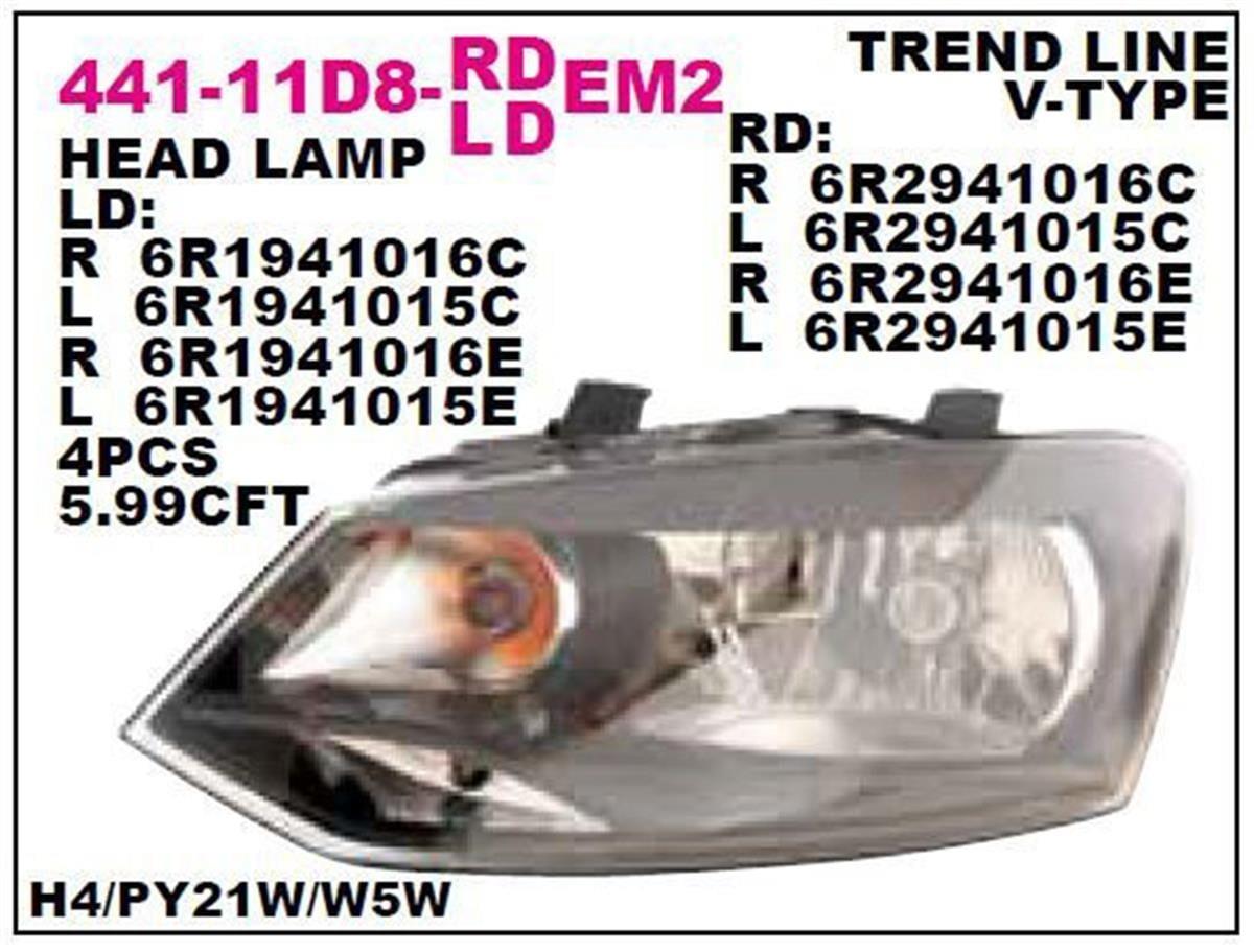 Volkswagen Polo Sağ Far Depo (2010-2014) 6R1941016e