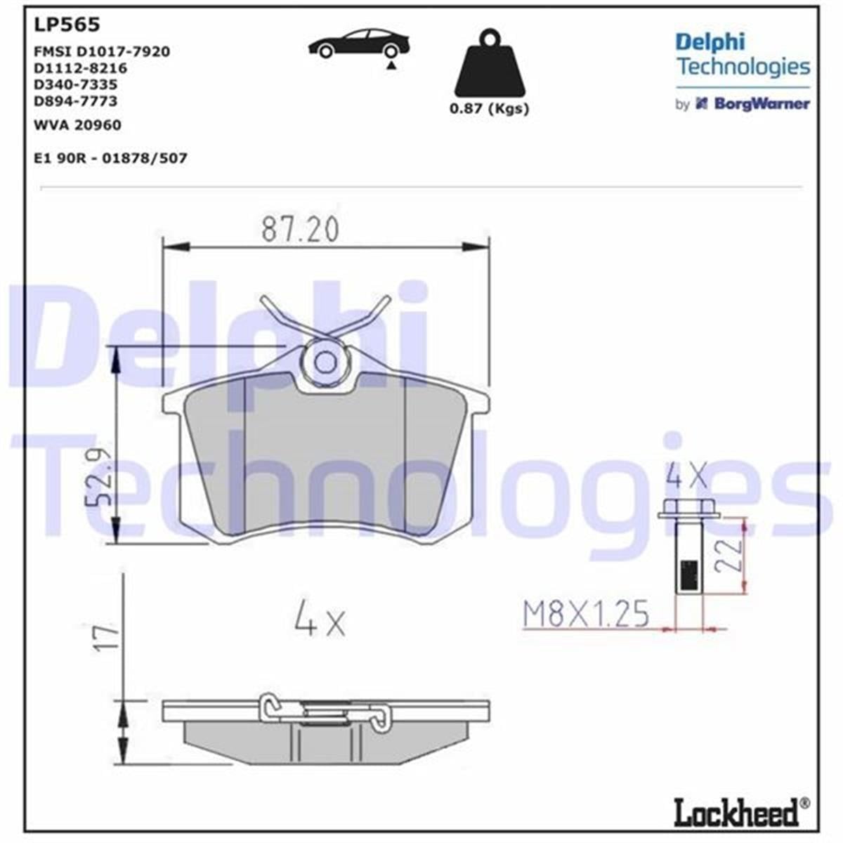 Passat 307 Megane 2 Partner Tepe Arka Fren Balatası Delphi 87Mm