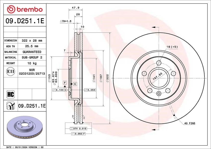 Volvo S60 III Ön Fren Aynası BREMBO