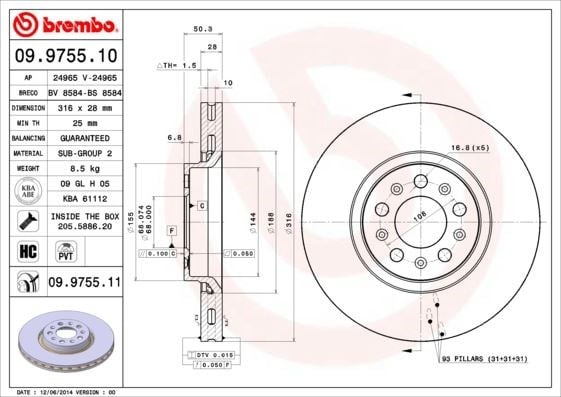 Volvo S60 I Ön Fren Disk Aynası BREMBO