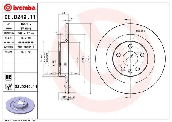 Volvo S60 III V60 V90 XC60 S90 Arka Fren Aynası BREMBO