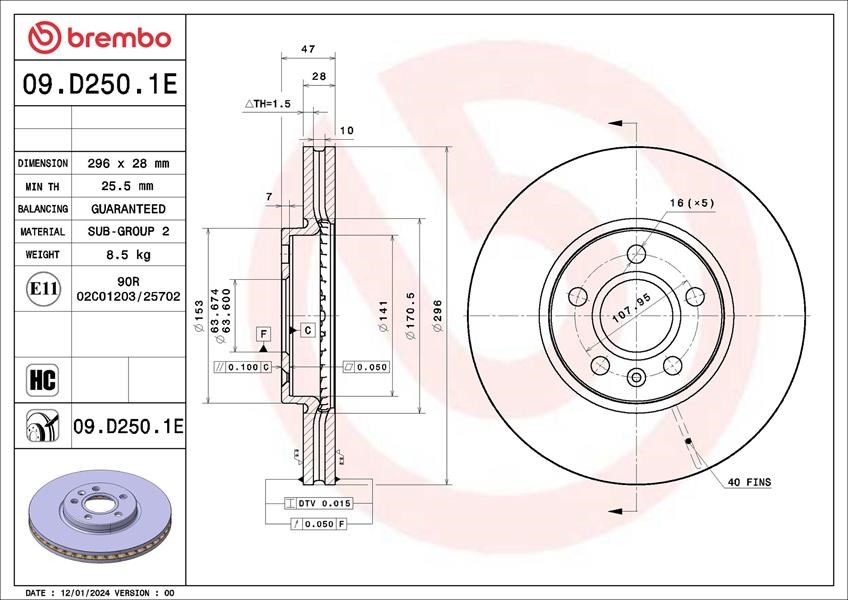 Volvo S90 Ön Fren Diski BREMBO