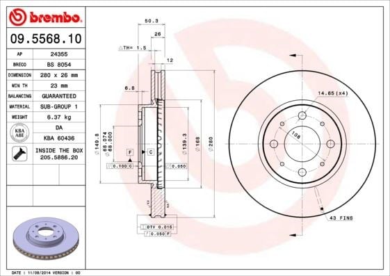 Volvo Ön Fren Diski Standard BREMBO