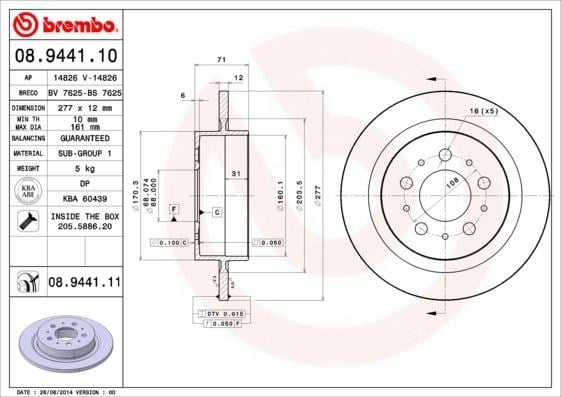 Volvo V90 Estate Arka Fren Diski [97>98] BREMBO